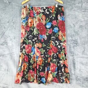 Womens Skirt XL Romantic Floral Tiered Maxi Flowy Gauzy Feminine Boho Whimsical